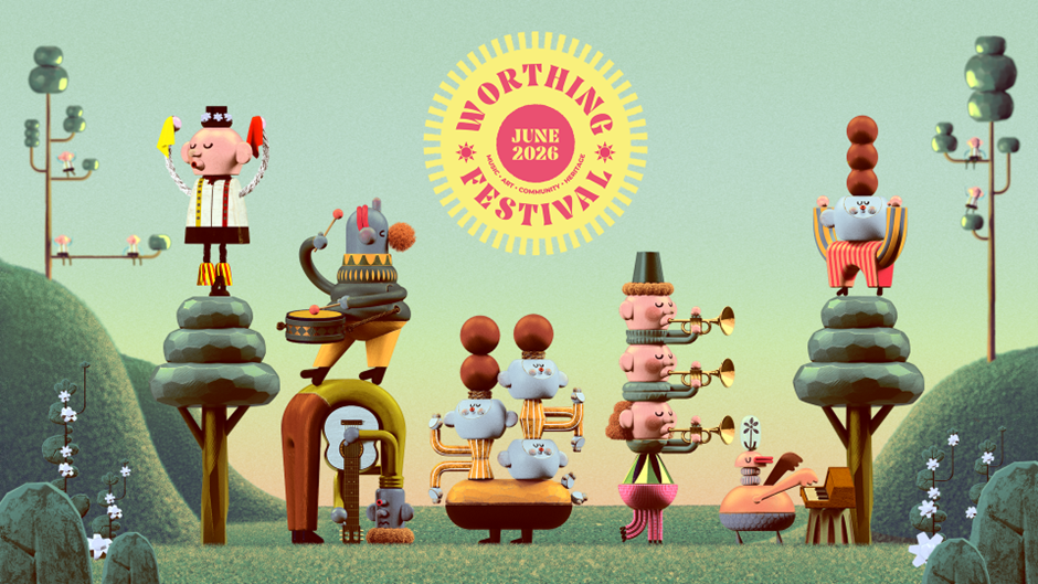 Local BAFTA-winning animator Laurie Rowan creates playful new identity for Worthing Festival 2026
